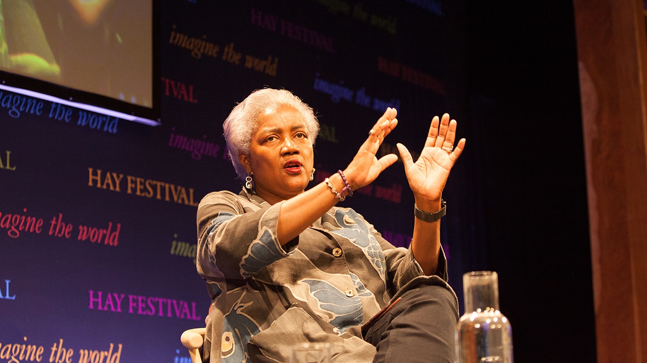 Donna Brazile on stage at Hay Festival