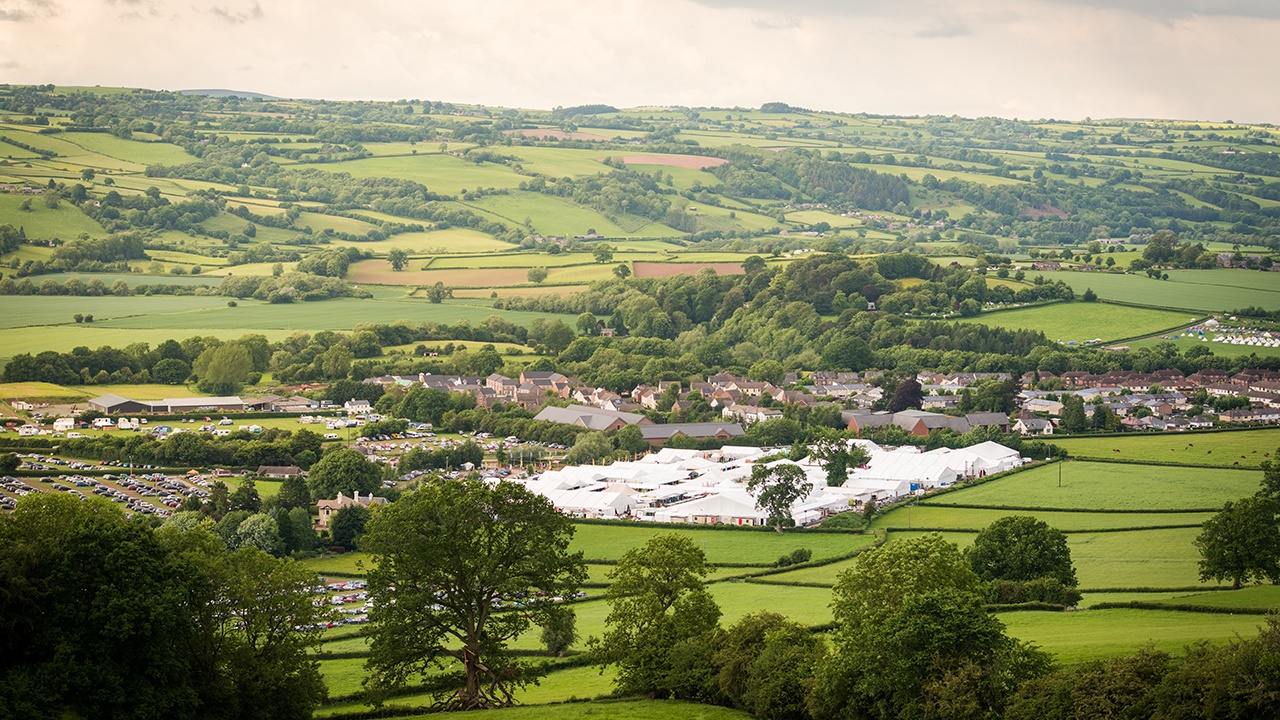 Hay Festival site and surrounding fields and woodland