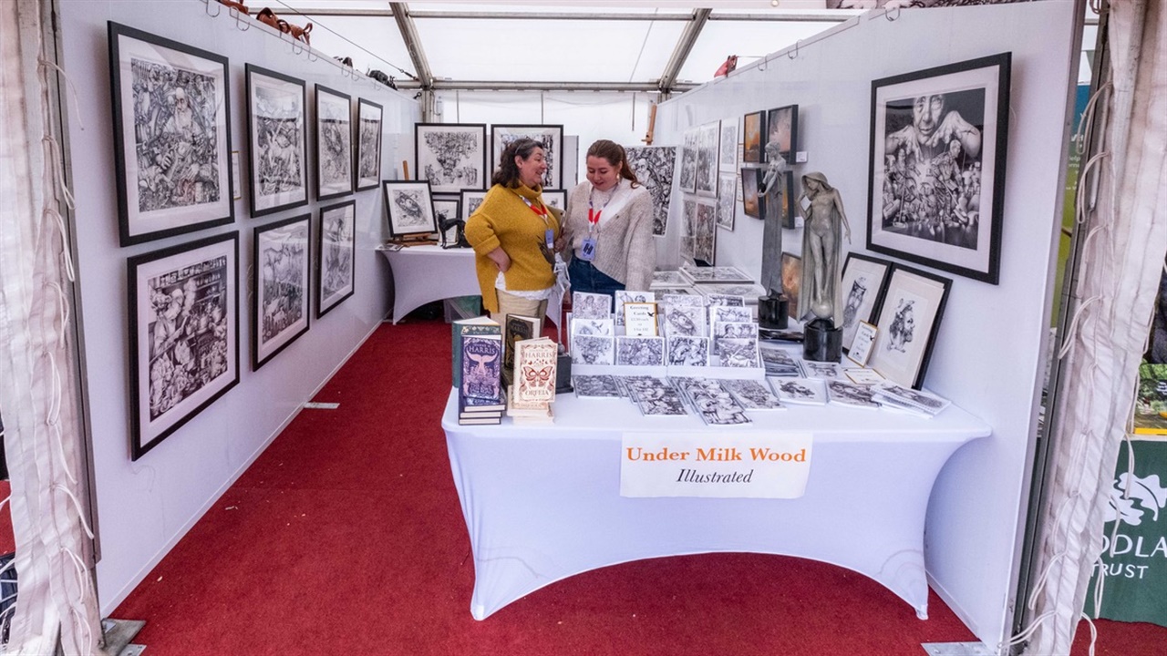 An exhibitor at Hay Festival Hay-on-Wye