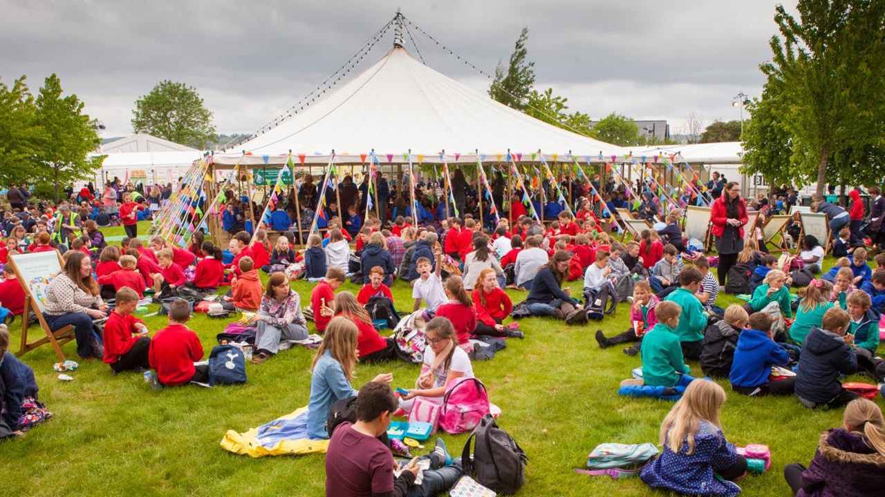 School children at Hay Festival