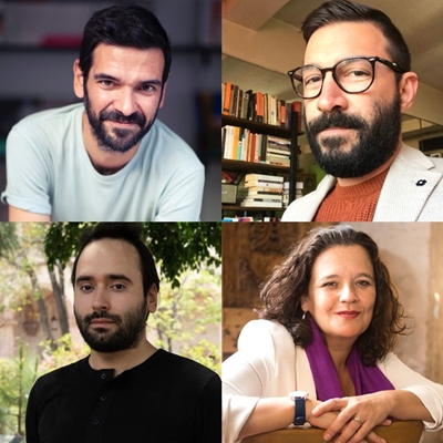 Francisco Llorca, Edgar Trevizo y Luis Sandoval en conversación con Cristina Fuentes la Roche Francisco Llorca, Edgar Trevizo y Luis Sandoval en conversación con Cristina Fuentes la Roche