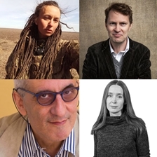 Yaryna Chornohuz, Luke Harding, Svitlana Povalyaeva y David Rieff en conversación con Tetyana Ogarkova